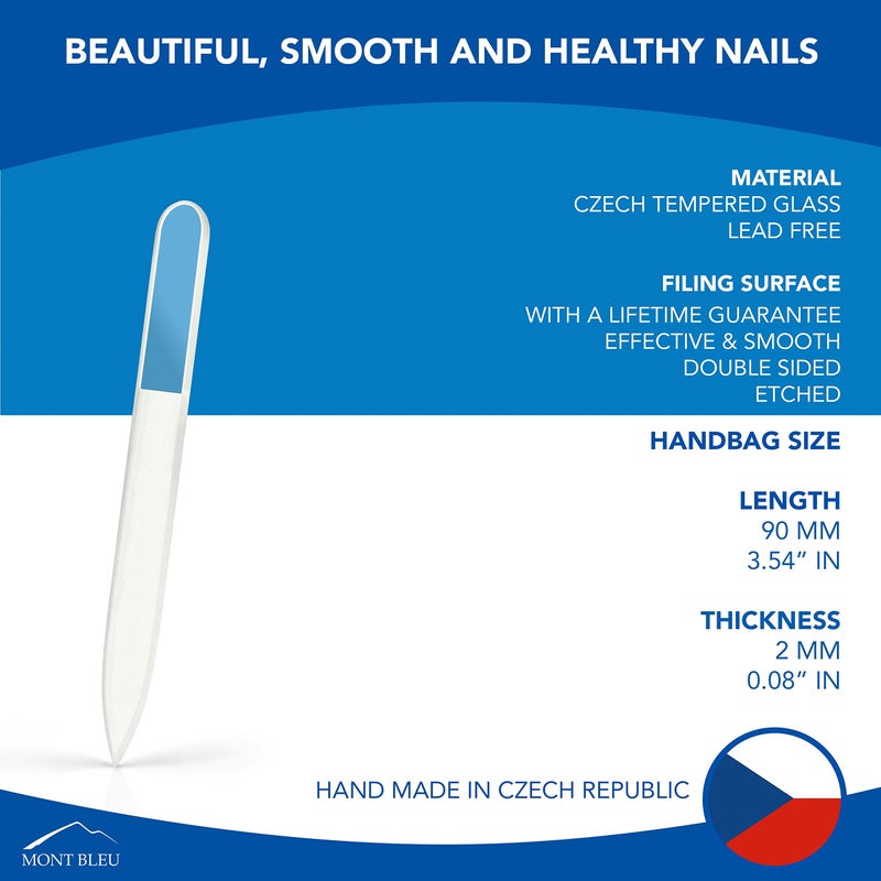 Mont Bleu Small Premium Glass Nail File - Genuine Czech Tempered Glass - Handmade in Czech Republic - Best Crystal Nail File for Nail Care - Image 2